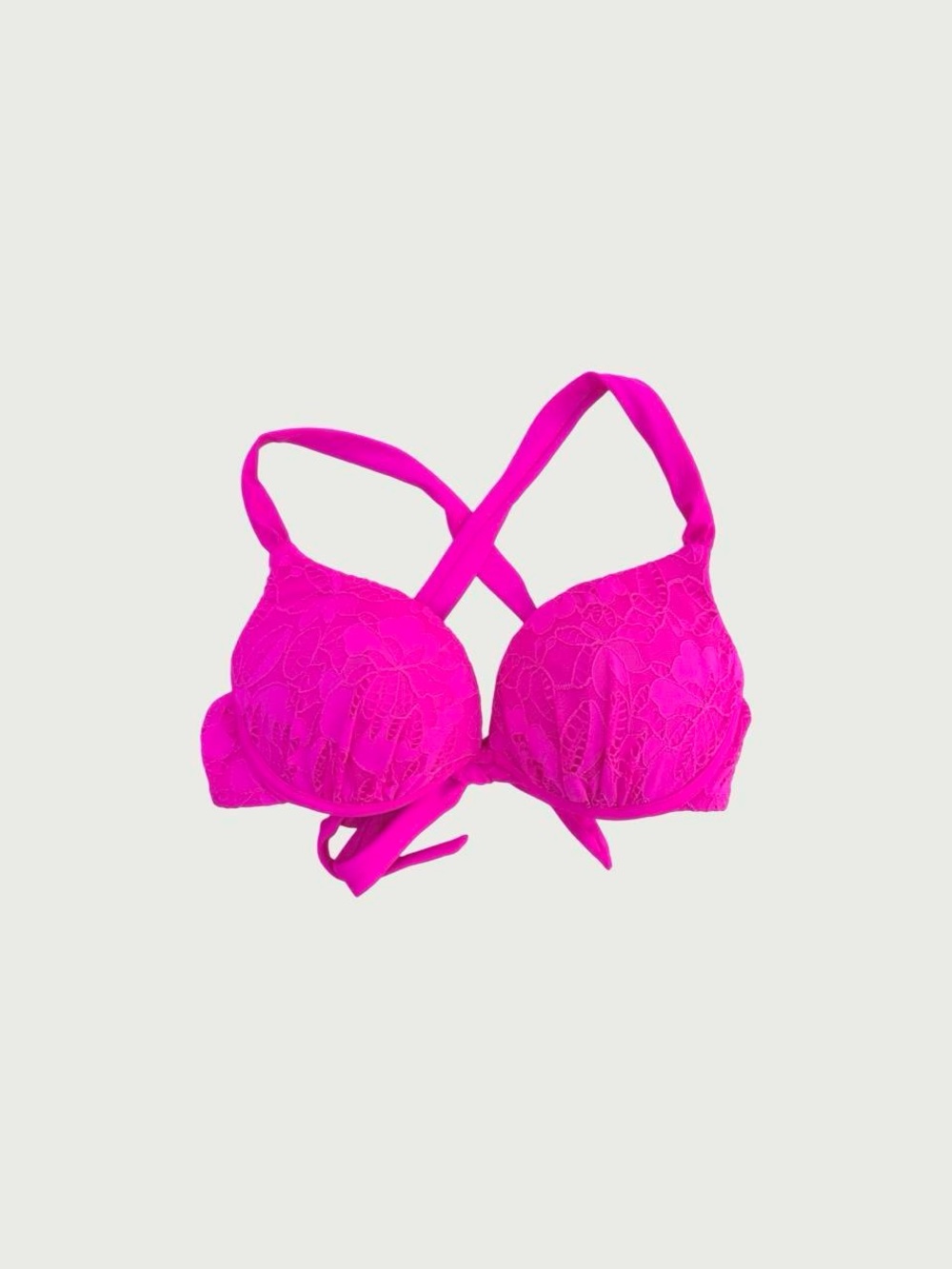 Neon Pink Lace Push Up Bikini Top